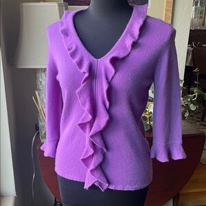 Neiman Marcus Cashmere, purple/violet ruffled sweater, large